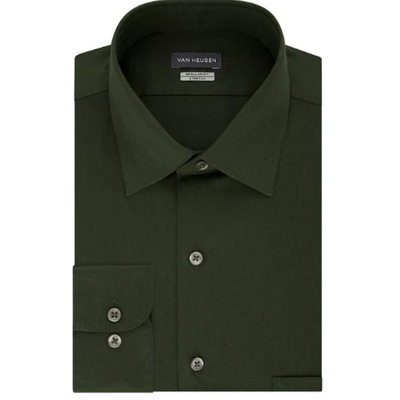 Men’s Van Heusen Fitted Lux Sateen Stretch Spread-Collar Dress Shirt - Picture 1 of 1